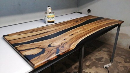 Mặt bàn gỗ dầu phủ keo Epoxy